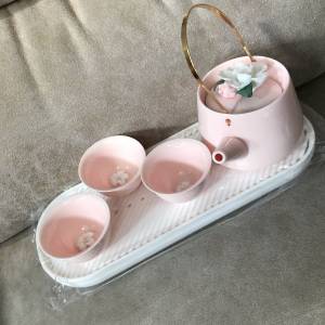 🍵 Ceramic Tea Set with Tray PINK NEW 全新 瓷 茶具 🍵