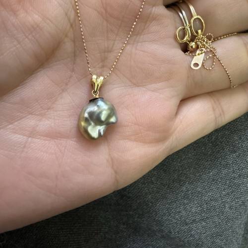 18k金海水金珠 keshi （異形）吊墜