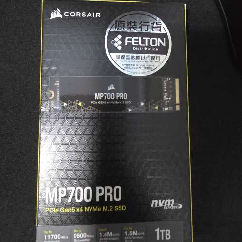 CORSAIR MP700 PRO PCIe Gen5 x4 NVMe M.2 SSD 1TB