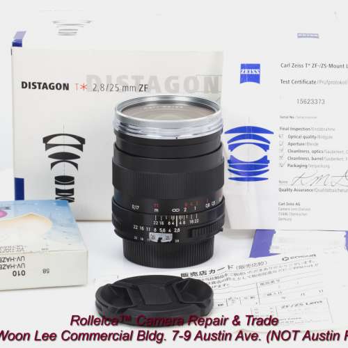 Distagon 25/2.8 ZF [like new] in box, papers & UV  Whatsapp  6807 9298