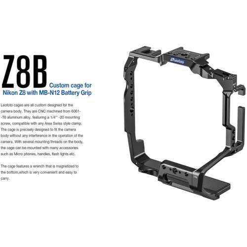 Leofoto Z8B Camera Cage for Nikon Z8 Camera with MB-N12 Battery Grip