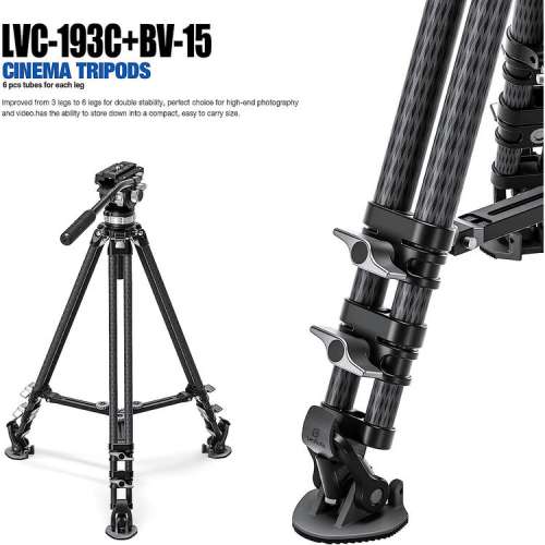 Leofoto LVC-193C Carbon Fiber Twin-Leg Tripod with BV-15 Video Head System