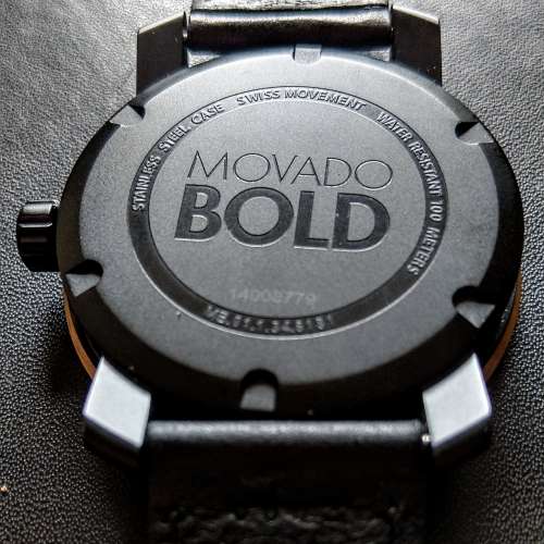 9成新名廠 MOVADO BOLD特式設計GMT 双時區金色男装腕錶