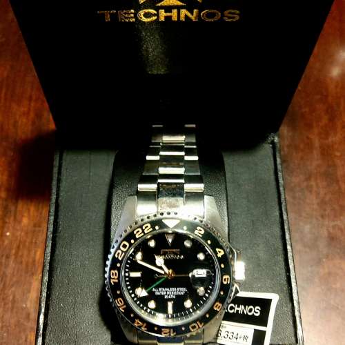 何必買玩具9成9新瑞士Technos GMT不銹鋼20ATM防水