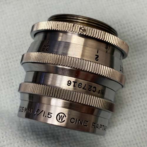Wollensak Cine Raptar 25mm F1.5 C mount