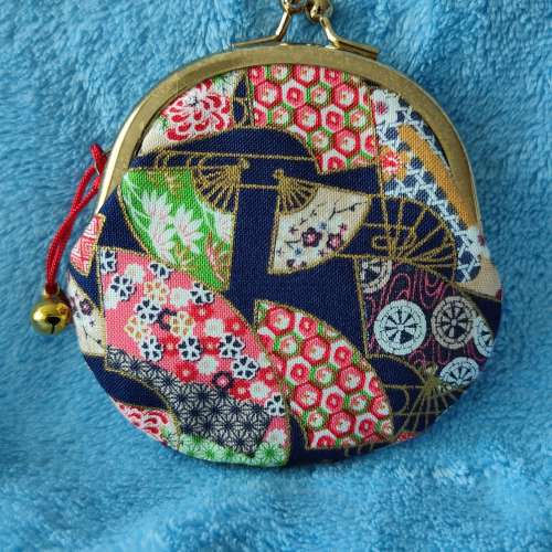 扇紋圖案布料零錢包