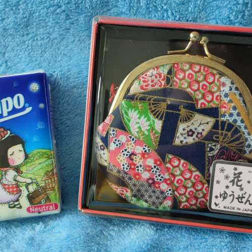 扇紋圖案布料零錢包