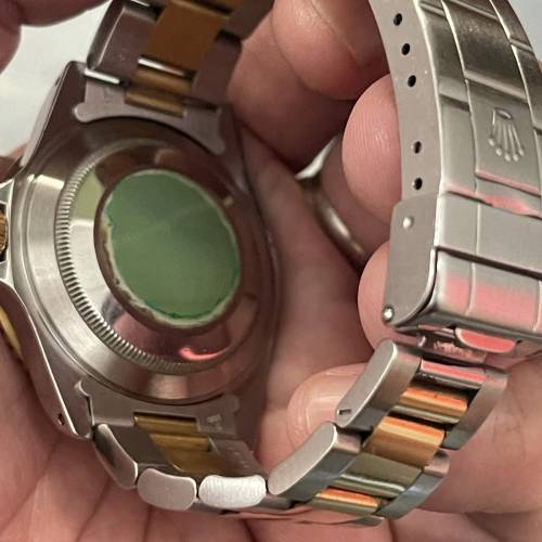 私人收藏 ROLEX 16613 金鋼 藍面 T25面 U頭 1998年瑞士出世紙 底紙未甩 11格帶 連原...