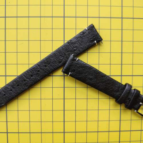 全新手工鴕鳥皮925銀線錶帶