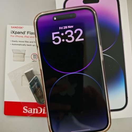 港行 APPLE iPhone 14 pro 256g Purple 蘋果暗紫色，新淨女仕手機, ( 不包SanDisk ...