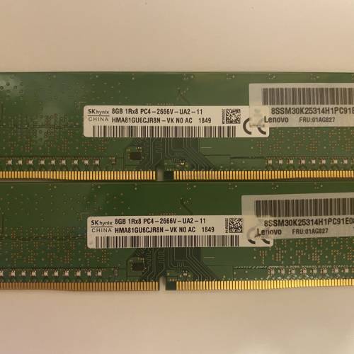 2條SK Hynix 8GB DDR4 2666 Desktop RAM