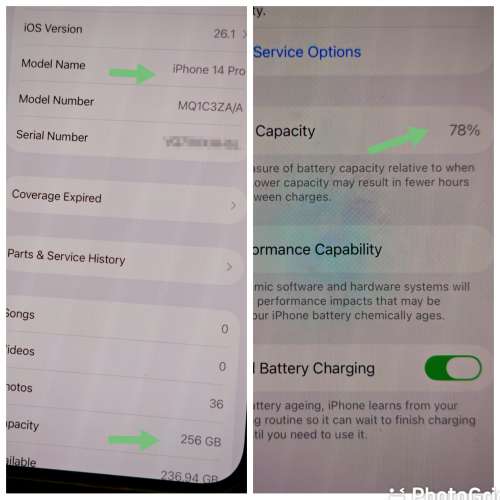 港行 APPLE iPhone 14 pro 256g Purple 蘋果暗紫色，新淨女仕手機, ( 不包SanDisk ...
