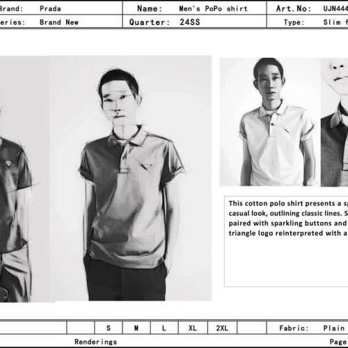 全新Prada絲光珠地棉Polo