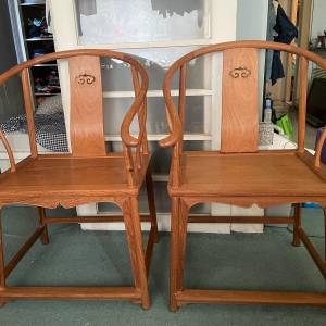 🪑Wooden Chairs 2pc Pair USED 木椅 一對 圈椅 🪑
