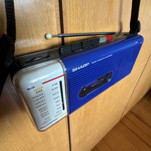 1980s Sharp QT V5 Blue Radio Cassette Recorder