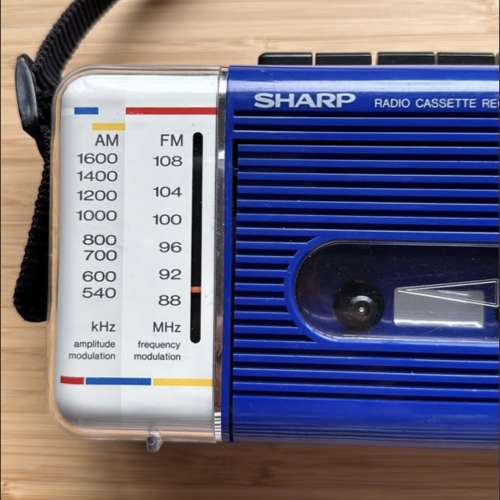 1980s Sharp QT V5 Blue Radio Cassette Recorder
