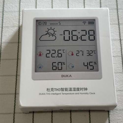 ATuMan DUKA TH3 智能 Wifi 溫度濕度計 室內室外溫度濕度時鐘顯示