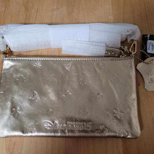 全新 Disney 潮流之選 全真皮斜孭袋單肩包金色限量版手袋  迪士尼