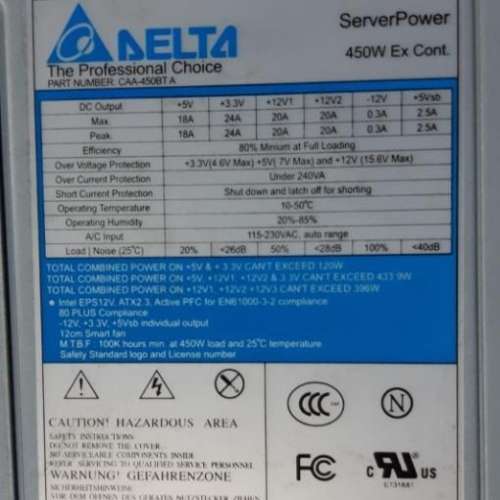 Delta 電腦電源供應器 (火牛) 450Watts