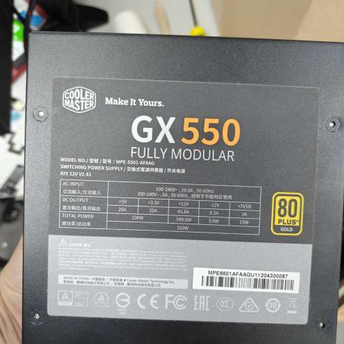 Cooler Master GX Gold 550 80 Plus Gold Fully Modular PSU