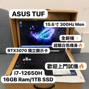 (全新白色華碩電競機 15.6寸300Hz ）ASUS TUF RTX3070 電競機 i7-12650H/8,16,32GB...