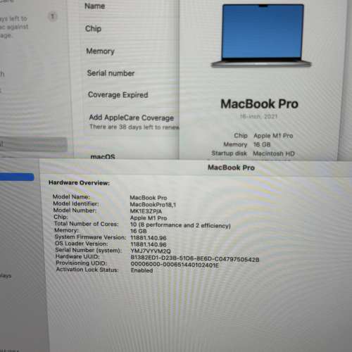 Macbook Pro 16 2021 M1 Pro