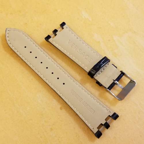 VERSACE 24mm 真皮錶帶 全新 黑色真皮錶帶