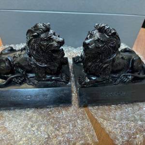 HSBC 早期滙豐銀行古銅色銅製獅子擺設一對 (實心銅製 非聚脂物料)