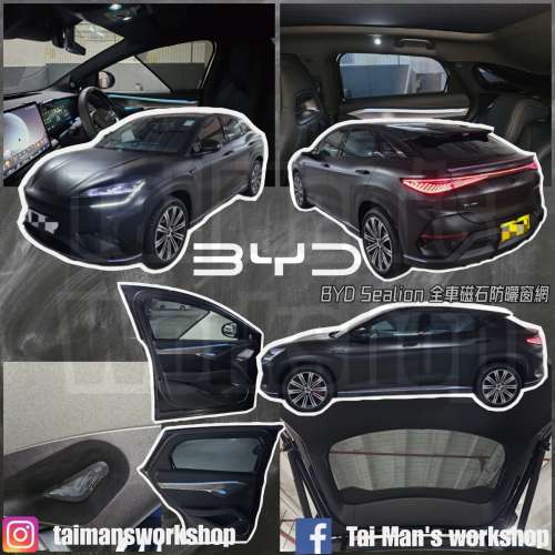 BYD ATTO2 SEALION SEAL M6全車防曬磁石窗網