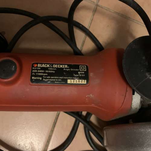 Black & Decker 百得 磨機 4吋 100mm 角磨機 600W 11000rpm 220V