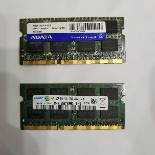 Samsung and Adata Notebook 4G RAM
