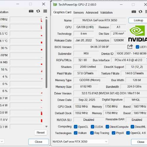 MSI RTX 3050 8GB AERO