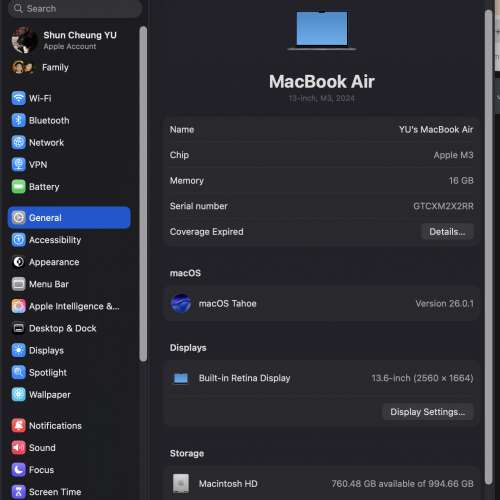 Macbook Air M3 2024 (Midnight blue) 16Gb / 1Tb SSD