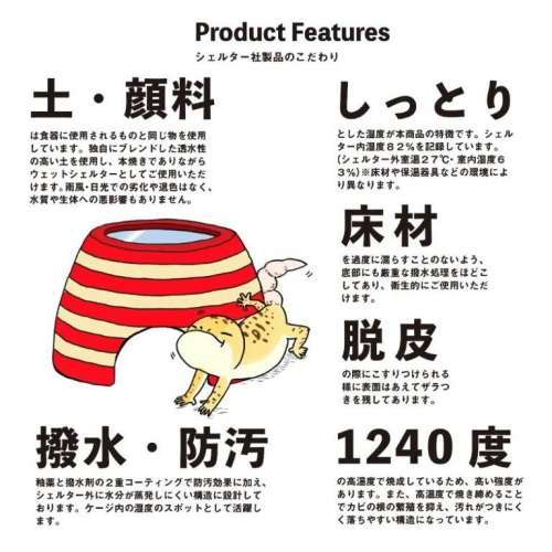 ［現貨］日本製守宮爬蟲倉鼠彩繪陶瓷加濕躲藏屋躲避屋 （暴雪富士山花紋-M)