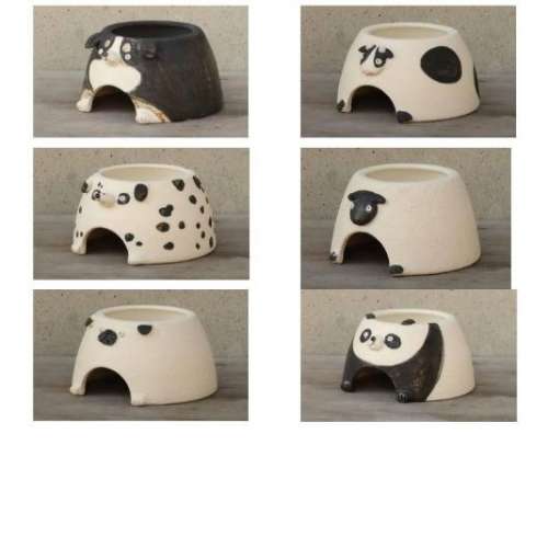 ［現貨］日本製守宮爬蟲倉鼠彩繪陶瓷加濕躲藏屋躲避屋 （暴雪富士山花紋-M)