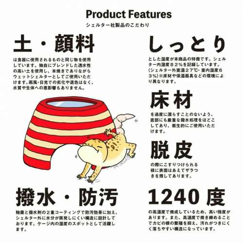 ［現貨］日本製守宮爬蟲倉鼠彩繪動物造型陶瓷加濕躲藏屋躲避屋 （三色貓-M）