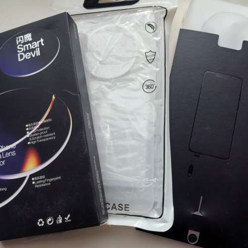 全新華為Mate 50 Pro 一體全覆蓋鏡頭保護貼2 + 原廠華為清水透明套 + 極薄磨砂殼(H...