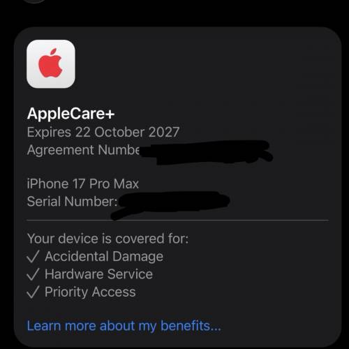 (二手新淨） iphone 17 pro max 1tb 深墨藍色 deep blue 已買apple care有盒有保養