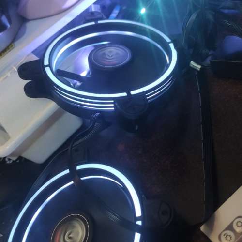 12CM彩燈風扇 兩把帶 無線搖控+彩燈一條12吋長