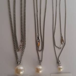 一手三款貝珠shell pearl 吊咀，8/12/14.mm 配上純銀扣，及24寸不銹鋼頸鏈。三套共...