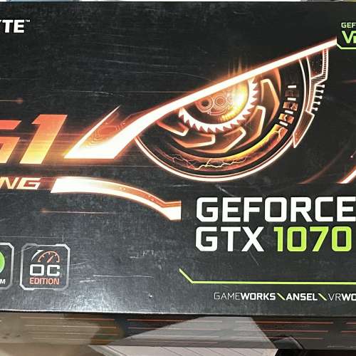 九成新 Gigabyte GeForce GTX 1070 Gaming G1 8GB GDDR5