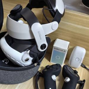 Quest 3/3S 專用BoBoVR M3頭帶+2粒續航電池 +防脫手柄套