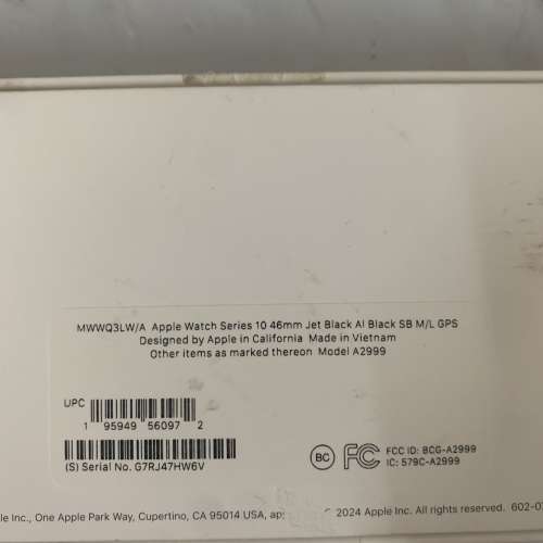 99%New Apple Watch S10 GPS 46mm Jet Black Alum MWWQ3 M/L Black Sport Band