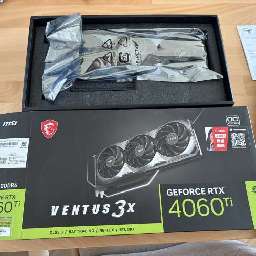 港行有單有盒有保養 MSI 4060 Ti 16GB VENTUS 3X GPU 顯示卡