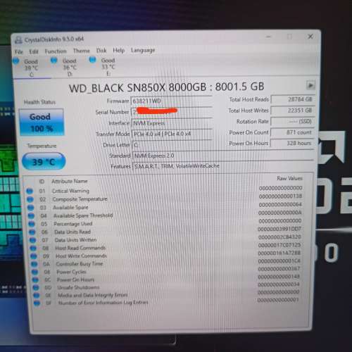 WD SN850X 8TB nvme pciex4 ssd冇heatsink版(美亞水貨，有註冊5年sandisk保，另私保...