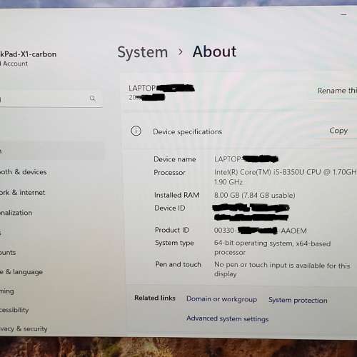 92% new Lenovo ThinkPad X1 carbon i5-8350u 8G sram 1TB ssd with 4G modem