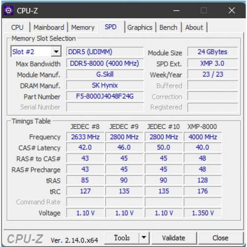 G.Skill Trident Z5 RGB DDR5 48GB (2 x 24GB) 8000MHz C40 F5-8000J4048F24GX2-TZ5RS