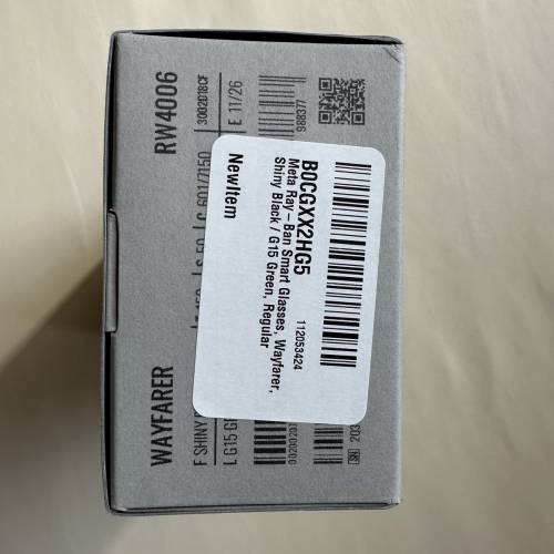 全新 Meta Rayban 智能眼鏡 - Wayfarer Shiny Black G15 Green