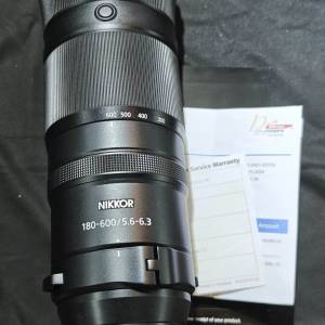 Nikon 180-600 Z 尼康 180mm 600mm 行貨有單已過保 有證 有罩有盒 99%new 鏡片通透...
