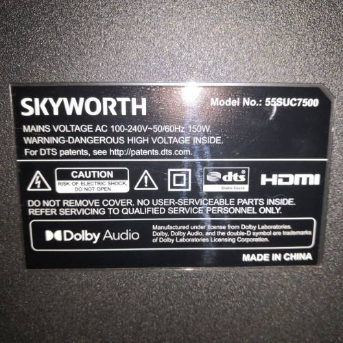 創維55SUC7500 55寸4K電視(機身90%新100%全正常,靓仔小用)
